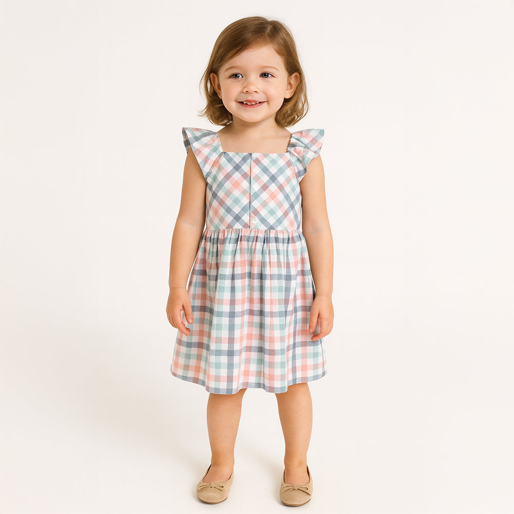 Girls’ Pastel Plaid Dress – 3T – Spring/Summer Outfit
